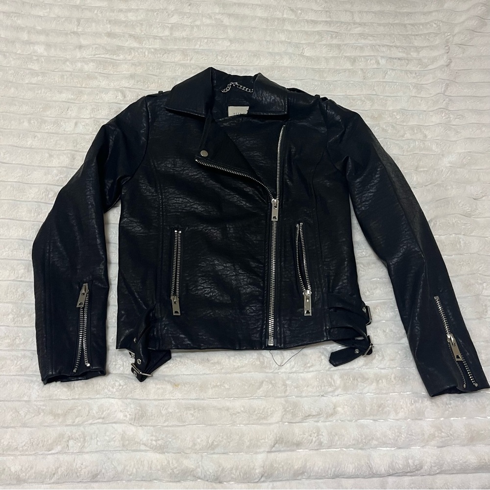 Moon River Black Leather Moto Jacket